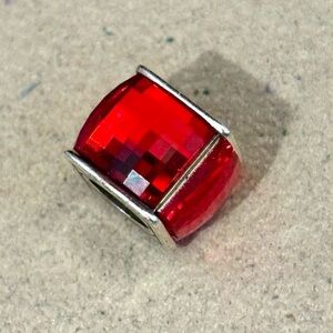 Brighton Ice Cube bead in Red Crystal cube with silver edges